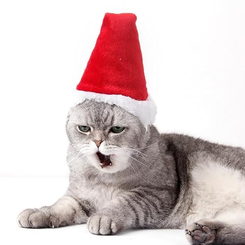 Gehanico Weihnachtskostüm Hunde und Katzen Weihnachtsmütze Weihnachtsverkleidung für Haustiere Katzen Welpen Kleine Hunde Katzen Weihnachtsmütze Katzen Moderator (M Katze) von Gehanico