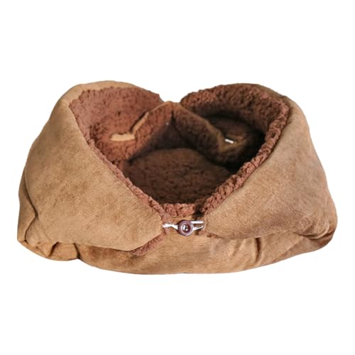 Gehanico Winter Katzenschlafsack 2024 Neuer Katzenschlafsack für Innenkatzen Og Katzenbett Höhle Waschbar Hundebett mit Decke Katzendecke Kätzchenbett Warmer Schlafsack Plüsch Weich Komfort (Kaffee-S) von Gehanico