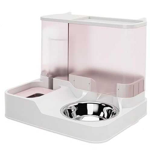 Haustier Automatischer Wasserspender | 2 in 1 Groß Automatischer Trockenfutter Spender mit großer Kapazität All-in-One Schwerkraftfutterspender für kleine Hunde Welpen Katzen Haustiere (Pink) von Gehanico