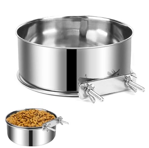 Hundebox Wassernapf 2024 Edelstahl Haustier Hängende Futter Wassernapf Hängende Haustier Käfig Schüssel Metall Hundenapf Futternapf Käfig Fütterungsbecher Feeder für mittelgroße große Hunde (Regular) von Gehanico