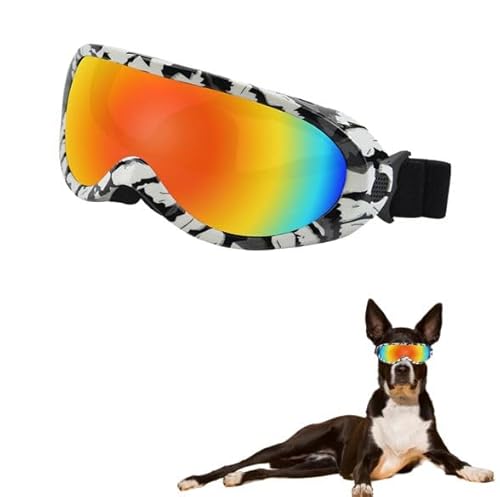 Hundebrille für mittelgroße bis große Hunde, mit UV-Schutz, für den Außenbereich, geeignet für Schnee, Strand, Motorrad (Zebramuster) von Gehanico