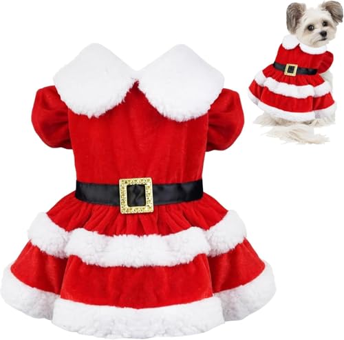 Hundekostüm, Weihnachten, 2024, Rot, Weihnachtskostüm, weich, warm, Hunde-Weihnachtskostüm, Welpenkleid, Weihnachtsoutfit für kleine und mittelgroße Hunde (L) von Gehanico