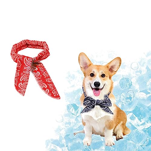 Hundekühlende Bandanas Sofortige Kühlung Hund Bandana Haustier Bandana Eiskristall Hund Kühlhalsband für schnelle Kühlung Hundebedarf Bandanas Sommer Indoor Outdoor Hund Kühlbedarf (Rot) von Gehanico