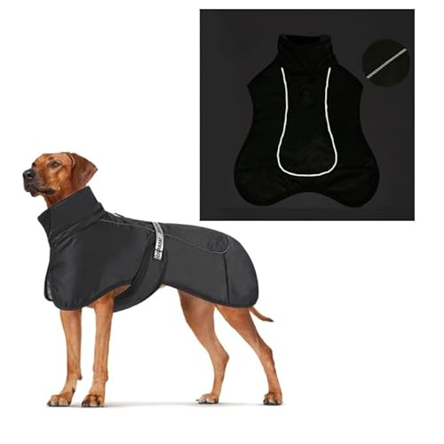 Hundemäntel Winddicht Warm Winter Sicher mit Gewinde Reflektierende Streifen Jacke für Mittelgroße Große Hunde,Wasserdicht, mit Geschirrloch für Welpen Hund (2XL,Schwarz) von Gehanico