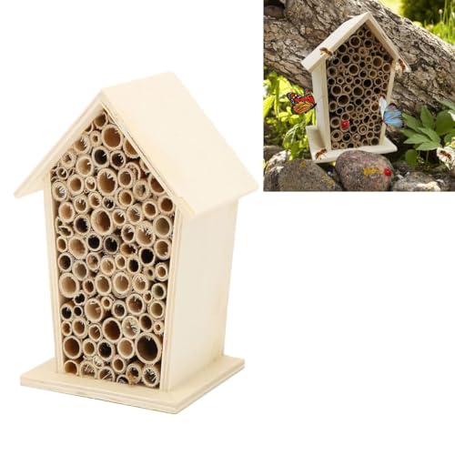 Insektenhotel aus Holz, für den Außenbereich, Insektenhaus, Käferhotel für Kinder, Bienenhotel, Naturholz, Käfer, Hotel, Unterschlupf, Garten, Nistkasten für Bienen, Schmetterlinge und Käfer (1 Stück) von Gehanico