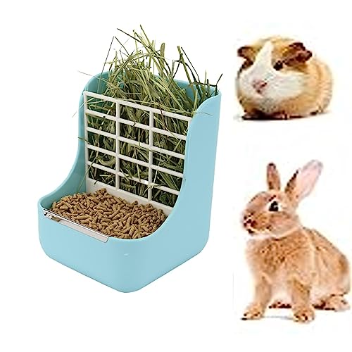 Kaninchen Heu Feeder Kleine Haustier Heu Feeder Kaninchen Futternapf Meerschweinchen Futternapf Tierfutterspender Futtertopf Meerschweinchen Chinchilla Bunny Käfig Zubehör Kunststoff Blau von Gehanico