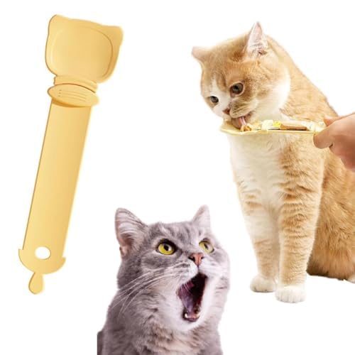 Katze Streifen Glücklicher Löffel Cat Strip Happy Spoon 2024 Multifunktionaler Haustier Löffel, Katzen Futterstation, Katzenstreifen, Quetschlöffel, Katzenfutter (Orange) von Gehanico