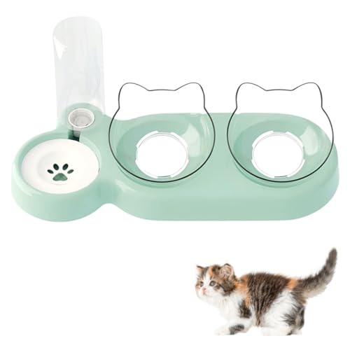 Gehanico Katzenfutter- und Wassernapf-Set, Katzennäpfe mit Wasserflasche, Katzennäpfe mit Ständer, abnehmbare Näpfe, Katzenfutterschalen mit auslaufsicherer Silikonbasis für kleine, mittelgroße Hunde, von Gehanico