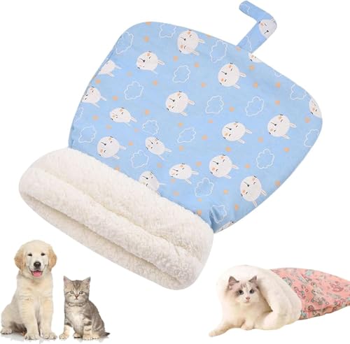 Katzenschlafsack Katzenbett gemütlicher Warmer Plüsch Schlafsack Flauschiger Tunnel für Hauskatzen Winter Katzen (Blau) von Gehanico