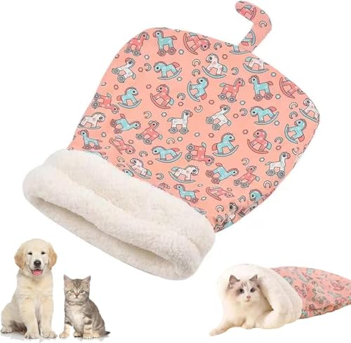 Gehanico Katzenschlafsack Katzenbett gemütlicher Warmer Plüsch Schlafsack Flauschiger Tunnel für Hauskatzen Winter Katzen (Pink) von Gehanico