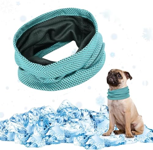 Kühlhalsband für Hunde Hundehalsband Kühlend Hunde halstücher Kühlend Atmungsaktiv Wärmeableitung Bandana Hund Geeignet für Kühlhunde im Sommer (L,Blau) von Gehanico