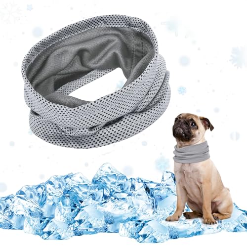 Kühlhalsband für Hunde Hundehalsband Kühlend Hunde halstücher Kühlend Atmungsaktiv Wärmeableitung bandana Hund Geeignet für Kühlhunde im Sommer (M,Grau) von Gehanico