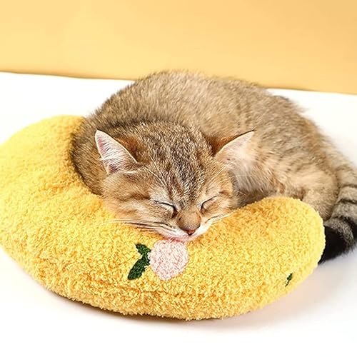 Nacken Katzenkissen Halbe Krapfen Katzen Kissen Beruhigendes Kuschelkissen für Katzen Haustierzubehör Kleines Kissen Weiches Universal Kissen U-Form (Gelb) von Gehanico