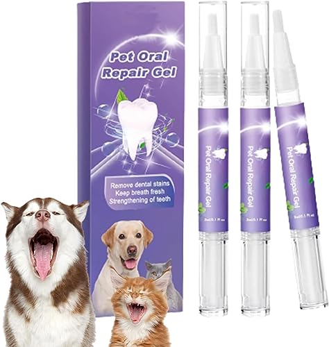 Pet Oral Repair Gel Haustier Zahnreinigungsstift Beseitigen Sie Mundgeruch BekäMpfen Sie Zahnstein Ohne ZäHneputzen Gel FüR Die Mundpflege Von Haustieren (3 PCS) von Gehanico