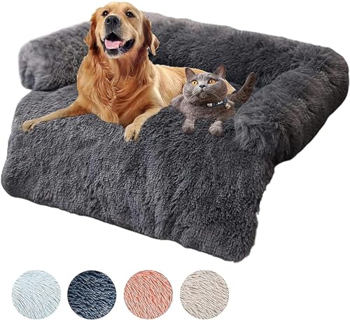 Plüsch Zwinger Plüschdecke Geeignet Einfache und warme Hundehütte mit Kopfkissen für Bett Sofa Kofferraum und Boden Abnehmbar Maschinenwaschbar Geeignet für Haustiere (L,Schwarz) von Gehanico