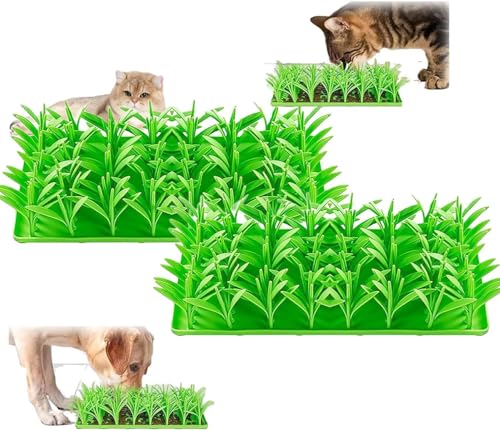 Silikon-Grasmatte für Katzen, 2024, Katzengrasmatte für Innenkatzen, Silikon-Grasfuttermatte, langsamer Fütterer für Katzen, Hunde, Gras, Futtermatte, langsamer Fütterer für Katzen, Hunde (2 Stück) von Gehanico