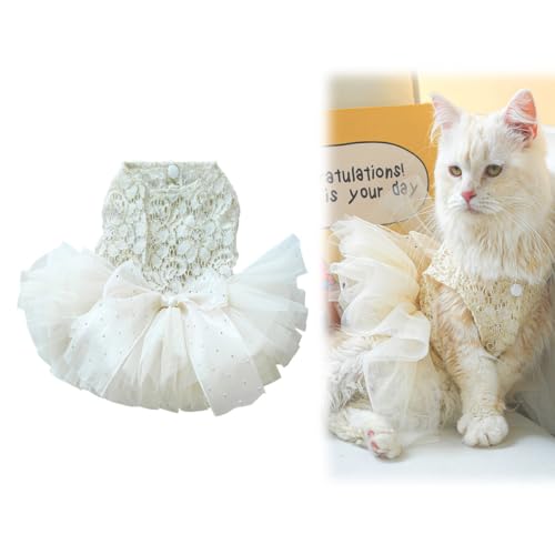 Spitzengarnkleid für Katzen und Hunde, für Haustiere, Hochzeitsrock, Champagner, Hundekleider für kleine Hunde und Mädchen, luxuriöses Hunde-Hochzeitskleid mit mehrlagigem Prinzessinnen-Tutu-Rock für von Gehanico