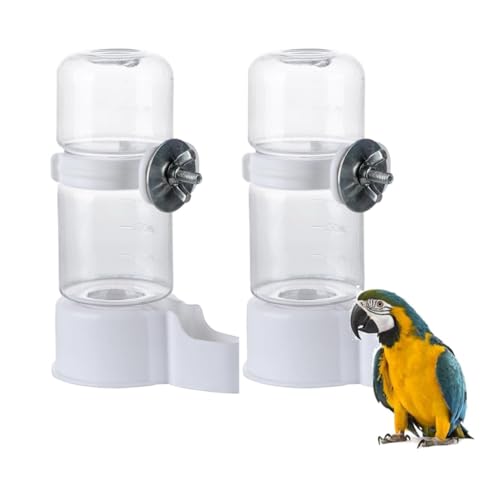 Vogelfutterspender | automatischer Wasserspender für Käfig | Vogelwasserflasche | Vogelfutterstation Trinkflasche Transparent Vogelfutterhaus Käfigzubehör für Papageien Wellensittiche (2STK) von Gehanico
