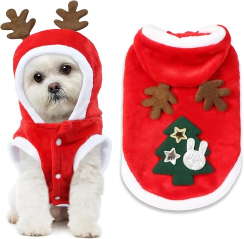 Weihnachtskostüm Hund Xmas Katzenkostüm Plüsch Weihnachten Hund Elch Kostüm Outfit Hund Outfit Rot Katze Kleidung Hundekleidung für Weihnachtsfeier Neujahr Lustiges Cosplay (M) von Gehanico