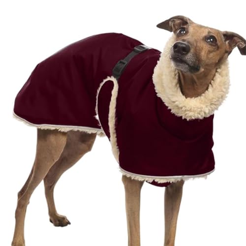 Whippet Mantel Whippet Windhund Fleece Gefütterte Hundejacke Hundemantel Winter Dick Warm wasserdichte Dicke Hundejacke Kleidung Geeignet für Welpen Kleine Mittlere Große Hunde (Rot,3XL) von Gehanico