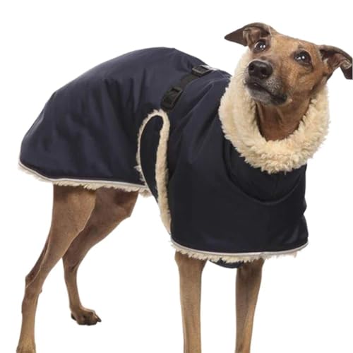 Whippet Mantel Whippet Windhund Fleece Gefütterte Hundejacke Hundemantel Winter Dick Warm wasserdichte Dicke Hundejacke Kleidung Geeignet für Welpen Kleine Mittlere Große Hunde (Schwarz,2XL) von Gehanico