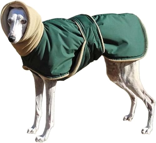 Winter-Hundemantel, Haustierkleidung, warme Winterjacke für Whippet und Windhunde, kaltes Wetter, Mäntel für kleine, mittelgroße und große Hunde, warme Winterjacke für Hunde, Größe L, Grün von Gehanico