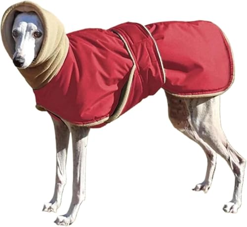 Winter-Hundemantel, Haustierkleidung, warme Winterjacke für Whippet und Windhunde, kaltes Wetter, Mäntel für kleine, mittelgroße und große Hunde, warme Winterjacke für Hunde, Größe M (Rot, M) von Gehanico