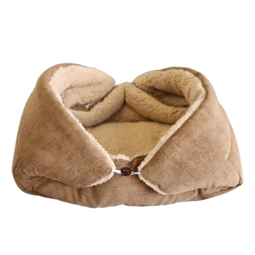 Winter Katzenschlafsack 2024 Neuer Katzenschlafsack für Indoor Katzen Og Katzenbett Höhle Waschbar Hundebett mit Decke Katzendecke Kätzchenbett Warmer Schlafsack Plüsch Weich Komfort (Apricot-M) von Gehanico