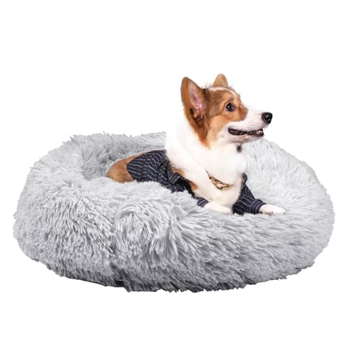 Geizire Katzenbetten für Indoor-Katzen, Katzenbett/kleine Hundebetten für kleine Hunde, waschbar, Donut-beruhigendes, rundes Katzenbett, weich, flauschig, warm und gemütlich, Anti-Angst-Kuschel, von Geizire