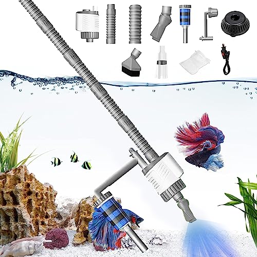 Aquarium-Kiesreiniger, 6-in-1, elektrisches Vakuum-Wasserwechsler-Set, automatischer Aquarium-Wasserwechsler für Aquarien, Reinigung von Kies und San von GelldG