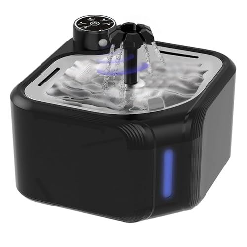 Katzenbrunnen, Haustier Automatischer Wasserspender, 2.8L Katzen Trinkbrunnen mit 4 Filter, Edelstahl, Ultra Leise Wasserbrunnen für Hunde mit Wasserstandsfenster für Haustiere 22 x 22cm von GeluEla