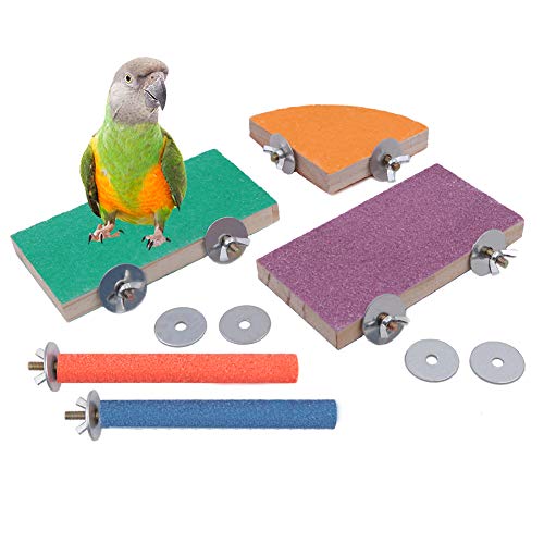 Geluode 5er Pack Bird Barsch, Naturholz Birdcage Scrub Stand Plattform für Vogel Papagei Wellensittiche Sittich Nymphensittiche Conure Lovebird Cage Paw Schleifspielzeug von Geluode