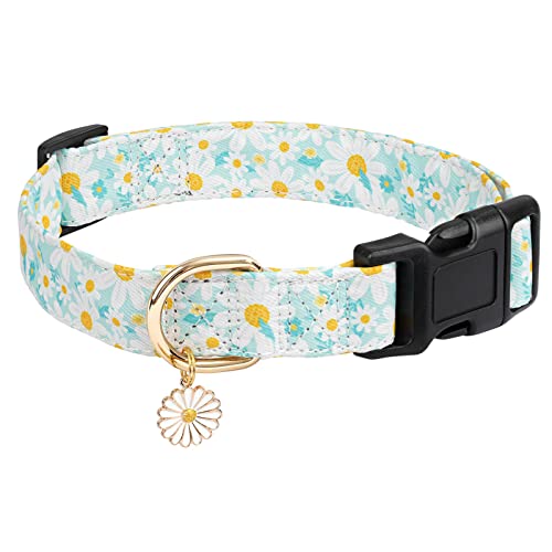 Gelwoo Hundehalsband mit Schnalle, verstellbar, für süße Mädchen, weibliche und Jungen, besonders weich und ausgefallen, mit Blumen-Design für kleine, mittelgroße und große Hunde (Größe L, von Gelwoo