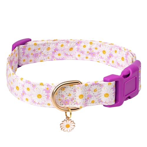 Gelwoo Hundehalsband mit Schnalle, verstellbar, für süße Mädchen, weibliche und Jungen, besonders weich und ausgefallen, mit Blumen-Design für kleine, mittelgroße und große Hunde (Medium, von Gelwoo