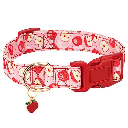 Gelwoo Niedliches Hundehalsband, verstellbar und leicht, für Mädchen, Hündinnen, Jungen, weiches und schickes Sommer-Hundehalsband mit Apfel, spezielles Design, Haustierhalsband für kleine, von Gelwoo