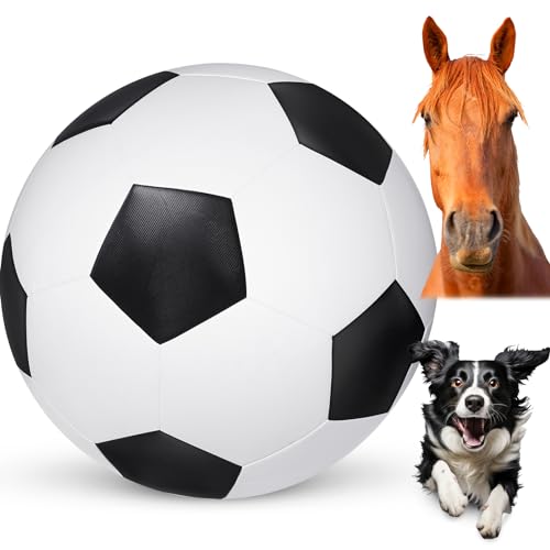 Gemscream Herding Ball für Hunde, großer Pferdeball, extra dick, PU-Fußballform, pannensicher, Hüteball, Spielzeug für Hütehunde, Pferde, Stall, Spielball (63,5 cm, klassisch) von Gemscream