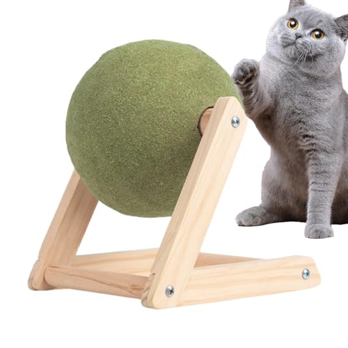 1 Stück Katzenminze-Ballspielzeug – Katzenminze-Bodenballspielzeug | Interaktives Katzenminze-Spielzeug, drehbare Katzenminze-Rollerball-Bodenhalterung, riesiger Katzenminze-Ball zum Katzen, 17,5 cm von Generic