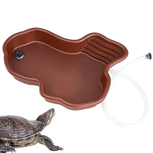 1 Stück Schildkröten-Futternapf – Reptilien-Badebecken, großer Reptilien-Wassernapf | Schildkröten-Futter-Wassernapf mit Rampe zum Sonnen, Aquarium-Ornament für Schildkröten, Bartagamen, Geckos für de von Generic