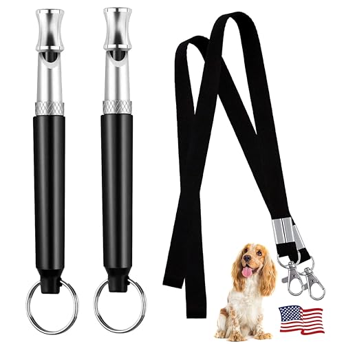 2 Pack Hundepfeife mit Gurt Lanyards - Einstellbare Ultraschall Leise Hundepfeife gegen Bellen Nachbarhund - Edelstahl Hochfrequenz Professionelle Hundetrainingspfeifen von Generic