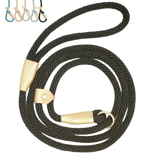 2 m lange Haustier-Schlupf-Leine, Hundeleine und Halsband, sanfte Leine, Schlepp-Trainingsleine für kleine, mittelgroße und große Hunde (Schwarz, 2 m x 11 mm) von Generic