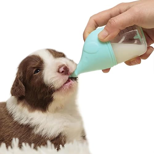 20ML Aufzuchtflasche Katze, Silikonflasche Welpenmilch für Hunde Katzenmilch Nursing Bottle Puppy Flasche Neugeborene Pet Kleine Hunde Welpen Katze Milch (Blue, One Size) von Generic