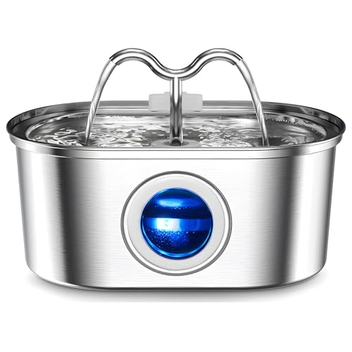 3,2 l Haustier-Trinkbrunnen, automatischer Wasserspender aus Edelstahl mit LED-Wasserstandsanzeige und leisem Betrieb 3,2 l Haustier-Trinkbrunnen, automatischer Wasserspender aus Edelstahl mit LED-Wasserstandsanzeige und leisem Betrieb von Generic
