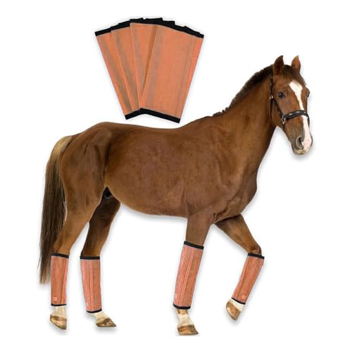 4 Stück Horses Fly Boots Reitschutz-Set, Atmungsaktive Feinmaschige Fliegengamaschen für Pferde rutschfeste Gamaschen für Pferdehufe Anti-Fliegenbisse (Orange) von Generic