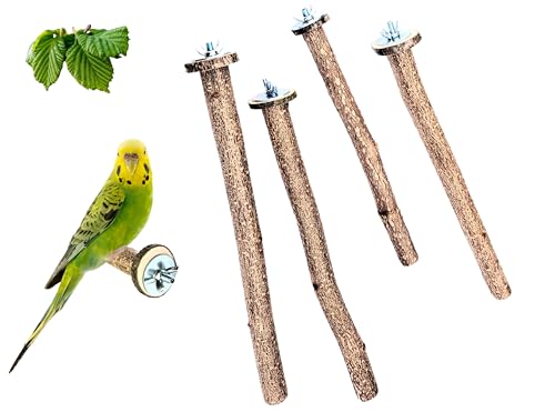 5 Vogel Sitzstangen Natur Käfig Vogelstange Sitzstange frisch geschnitten Haselnuss Holz Vogel Spielzeug für Wellensittich Nymphensittich Kanarienvogel von Generic