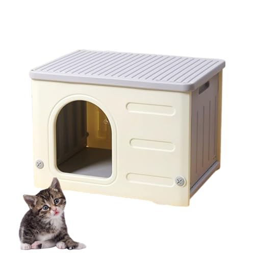 Abnehmbares Katzenhaus, Katzenhöhle Katzentonne Für Katzen Zufluchtsort Für Wildkatzen, Geräumige Und Stabile Katzenvilla Im Freien Ganzjährig Einsetzbar, Leicht Aufzubauen Und Zu Reinigen(Color:C) von Generic