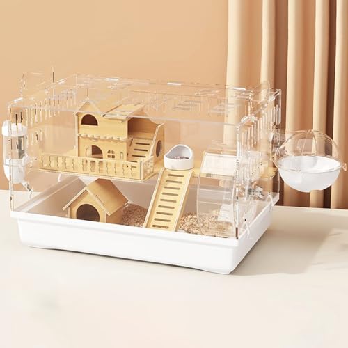 Acryl Hamsterkäfig 2-Ebenen Kleintierkäfig Rattenvilla mit Wohn und Spielbereich mit Multifunktionszubehör Kleintierhaus für Hamster Gerbil Mäuse von Generic