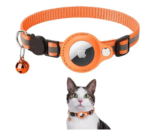 Airtag-Katzen-Halsband, kompatibel mit Apple Airtag, Sicherheitsschnalle, Anti-Drosselung (Orange) von Generisch