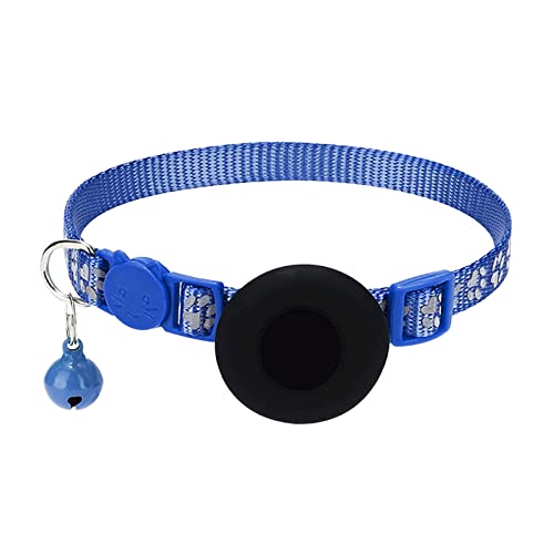 Airtag-Katzenhalsband, mit Airtag-Glocke, Airtag-Katzenhalsband, reflektierend, verstellbar, mit Airtag-Halterung, 1 cm breit, niedliche Katzenhalsbänder für Damen (blau, Einheitsgröße) von Generic