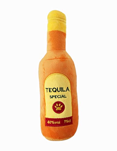 Alochol Flasche Plüschtier - Langlebiges Spaßspielzeug für große, mittelgroße und kleine Hunde, Lebensmittelqualität robust, Spaß beim Kauen, Jagen und Apportieren (Tequila) von Generic