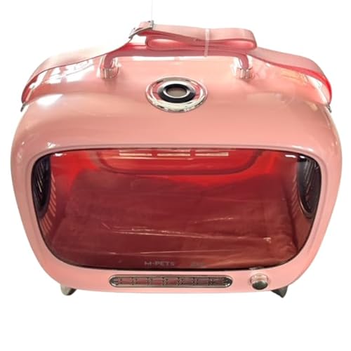 Transportbox für Hund, Katze & Kleintier | Retro TV-Box 45 x 41 x 28 cm | Reise & Transport mit Fenster, Lüftung, Polster waschbar | Hundebox Kunststoff für Kofferraum, Rücksitz & Gurt | Rosa von Generic